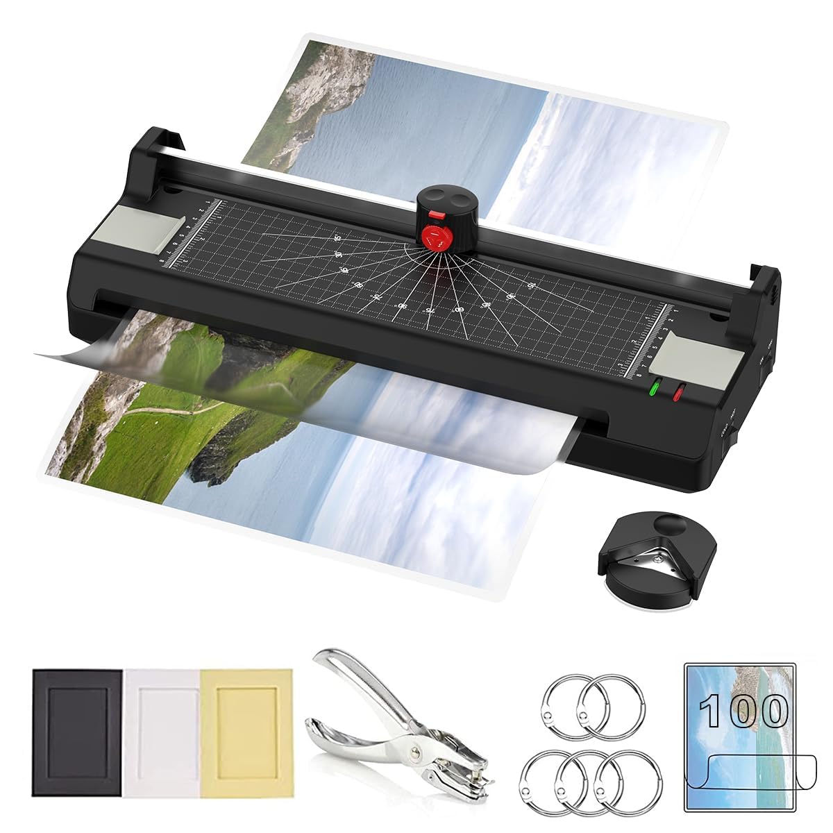 13" Thermal & Cold Laminator with Pouches, Trimmer & Corner Rounder