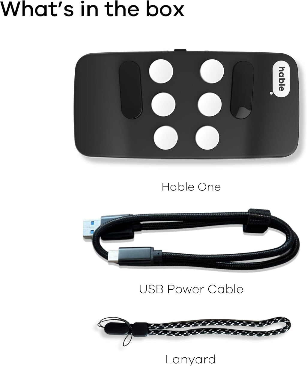 Hable One Portable Braille Keyboard for Smartphones and Tablets