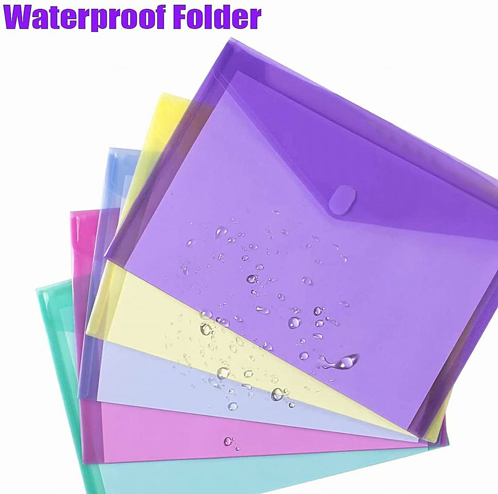 Sooez 10 Pack File Folders, Clear Poly Envelopes Plastic Folders A4 Pouch