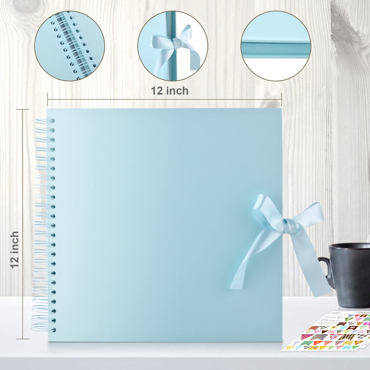 Gotideal 80 Pages Scrapbook Album with 10 Metallic Markers, Black