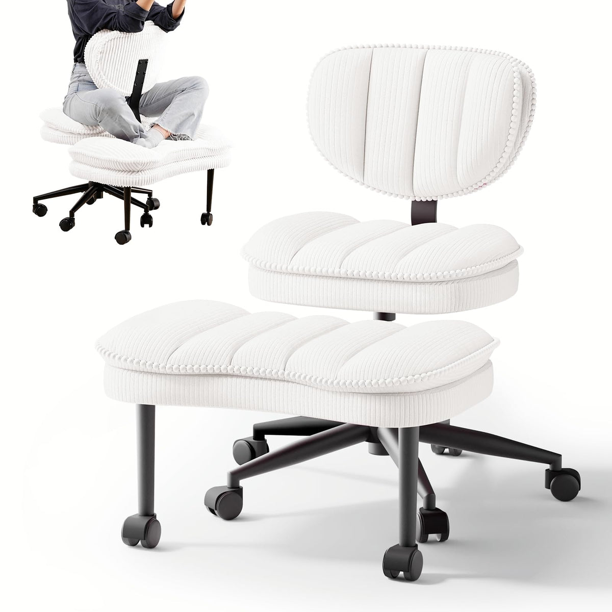 HOMRELEXA Cross-Legged Meditation Desk Chair (Standard & Large)