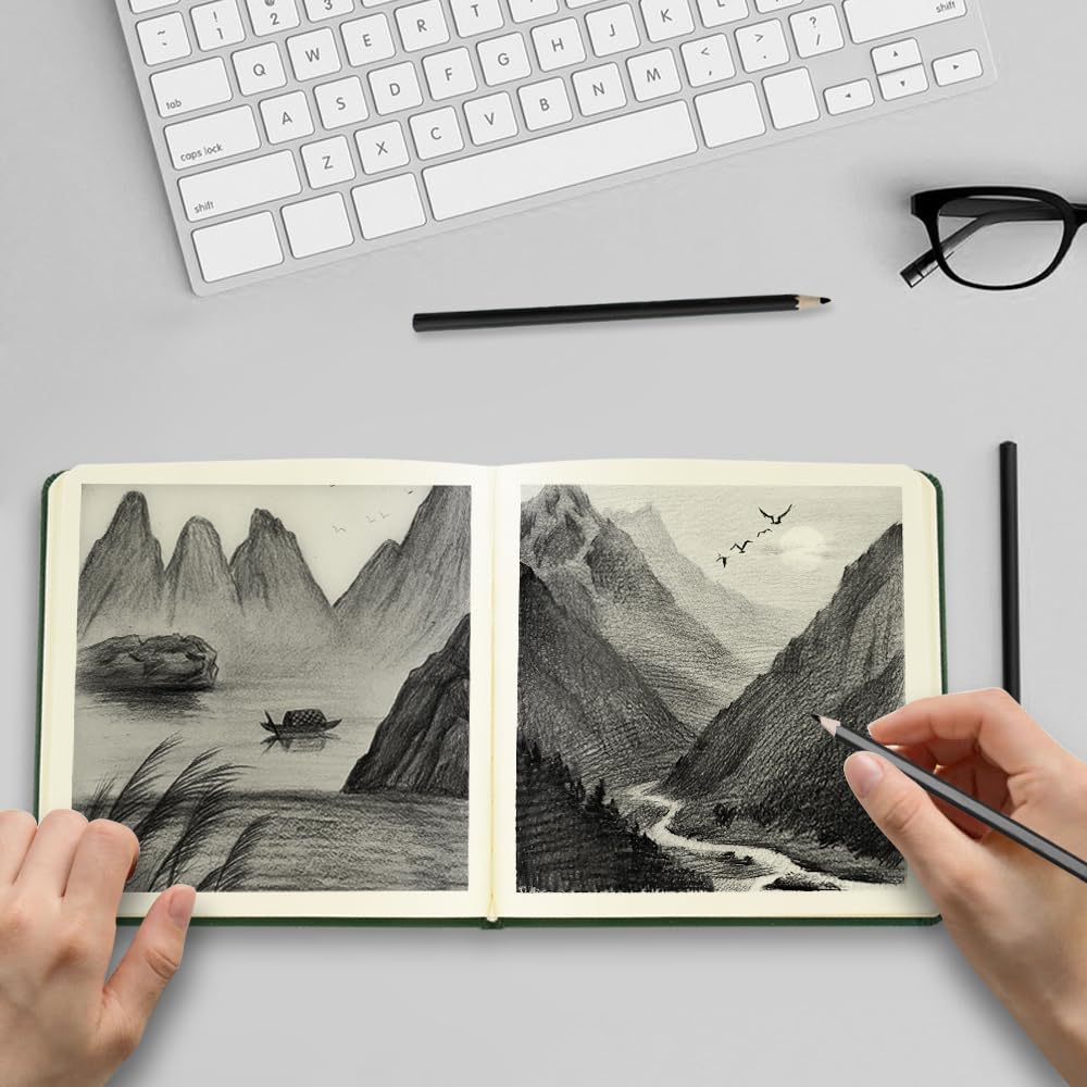 E-WEICHEN Hardcover Art Sketchbook – 100 Pages, 80 GSM Acid-Free Paper | PU Leather & Cloth Cover Options
