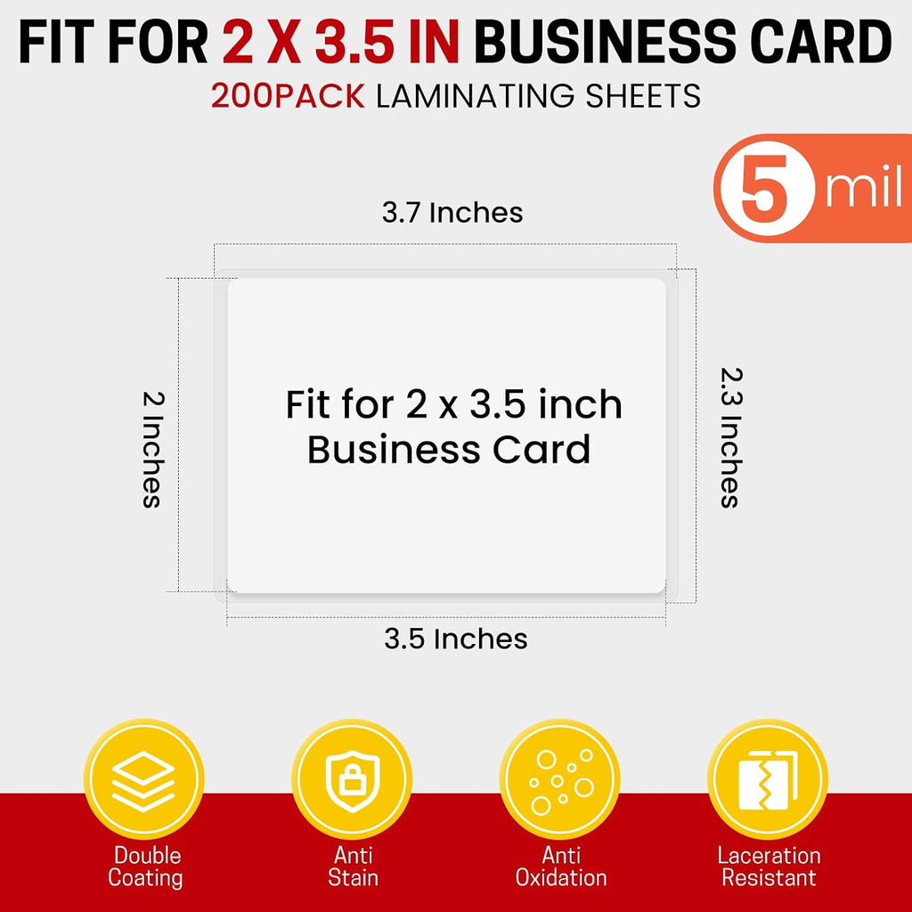 CAREGY: 200-Count Business Card Size Laminating Pouches (5 Mil)