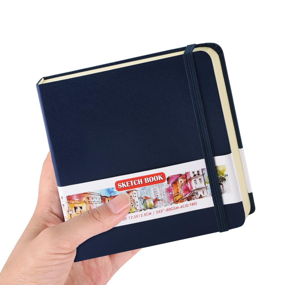 E-WEICHEN Hardcover Art Sketchbook – 100 Pages, 80 GSM Acid-Free Paper | PU Leather & Cloth Cover Options