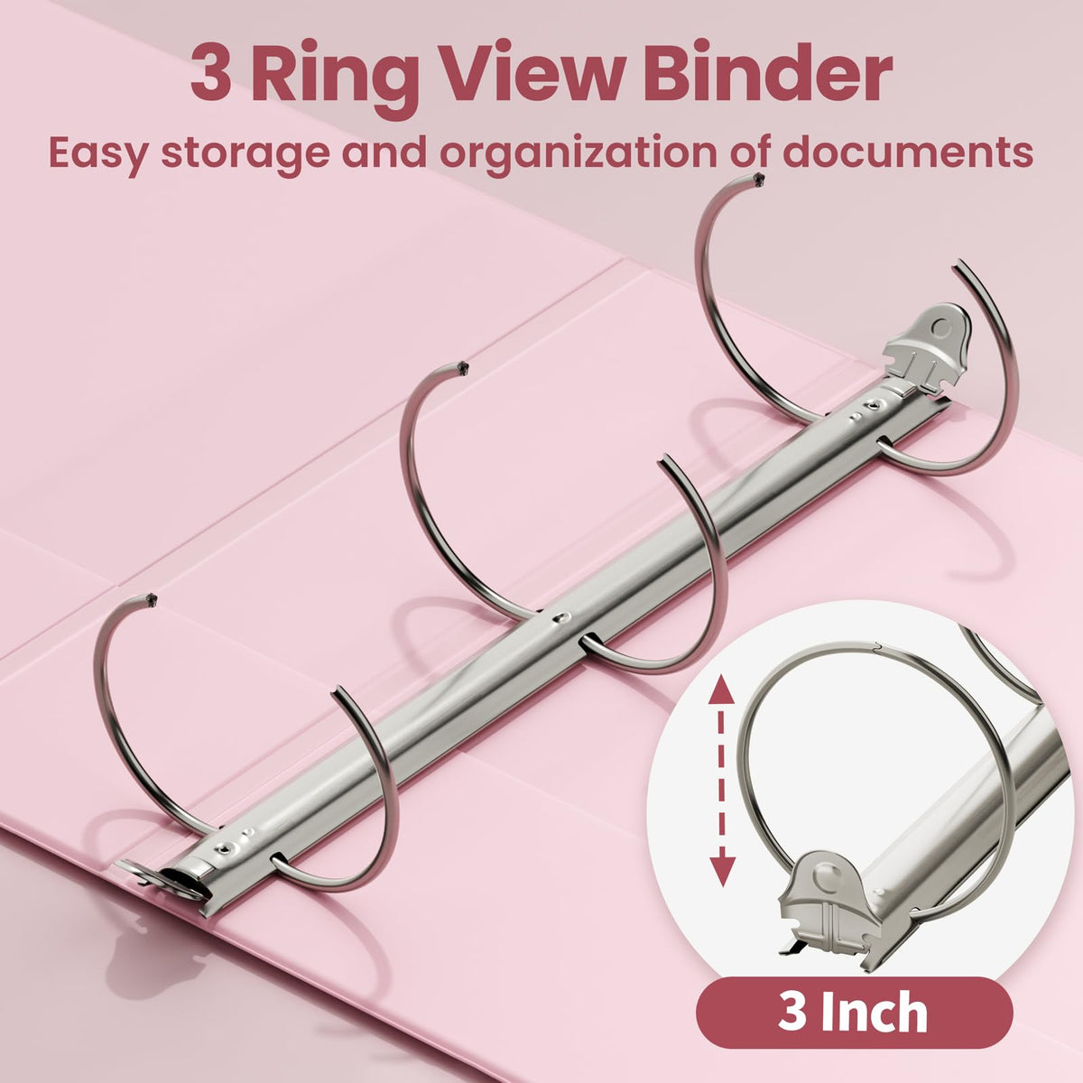 SUNEE 3 Ring Binder 1 Inch 4 Pack, Clear View 1" Binders Three Ring PVC-Free (Fit 8.5x11 Inches) for School or Office Supplies, Assorted Pastel