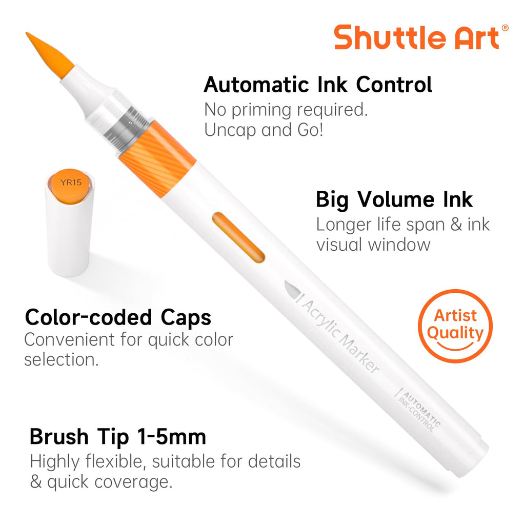 Shuttle Art 96 Colors Dual Tone Refillable Acrylic Markers with 100 Refills