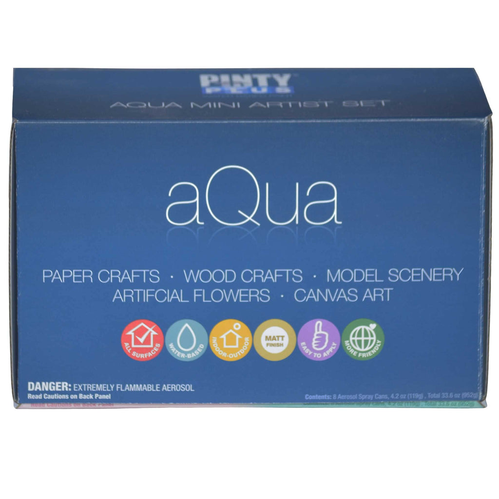 Pintyplus Aqua Mini Water-Based Spray Paint Set – 8-Pack, 4.2oz Cans | Ultra-Matte, Low Odor, Indoor Safe