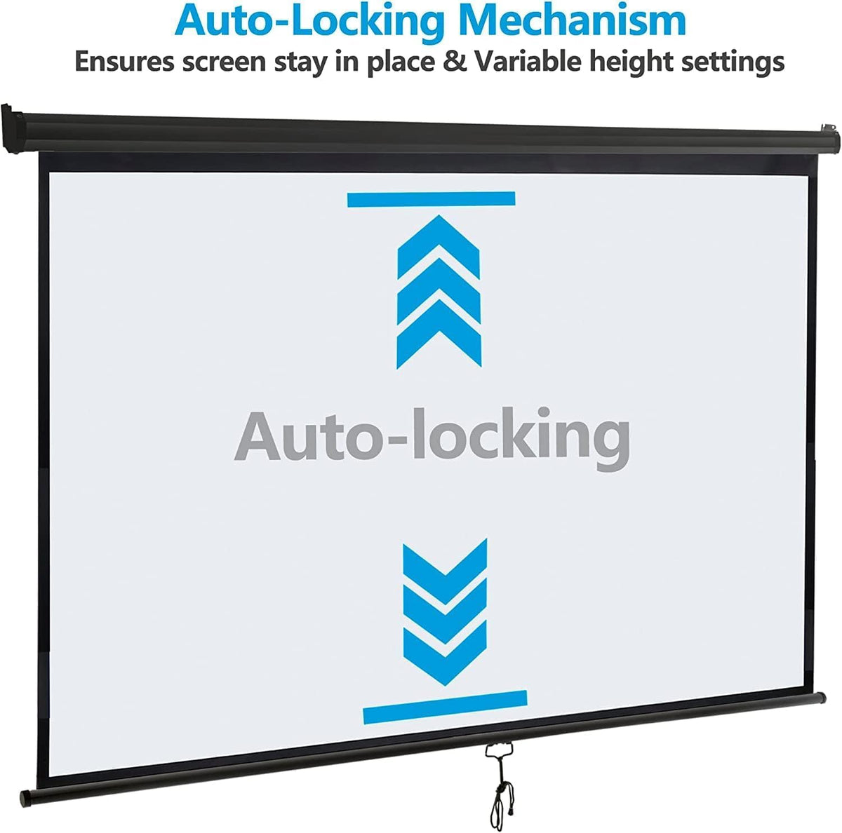 80 Inch Projection Screen, Outdoor Indoor 16:9 HD Foldable Manual Pull Down Projector Screen for Movie Home Backyard Theater Cinema Office Video Game, White