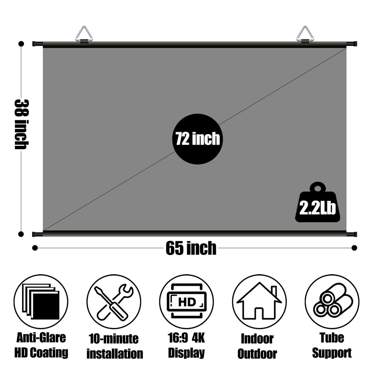 120 inch Projector Screen, ALR Projection Screen for Indoor Outdoor