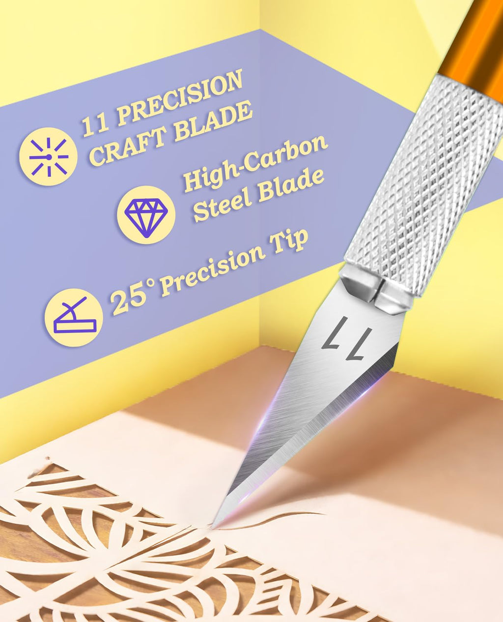 DIYSELF Craft Hobby Knife Set with 10 Extra #11 Blades, 6-Inch Metal Ruler