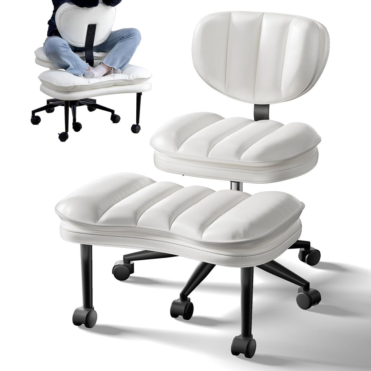 HOMRELEXA Cross-Legged Meditation Desk Chair (Standard & Large)