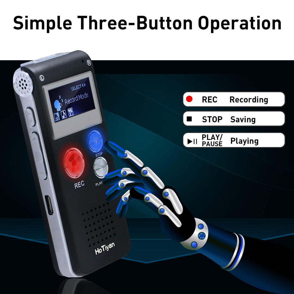Digital Voice Recorders 8GB Audio Recorder Voice Activated Recorder for Lectures, Meetings, Interviews Recording Device with Microphone USB Cable, MP3 Player (8GB