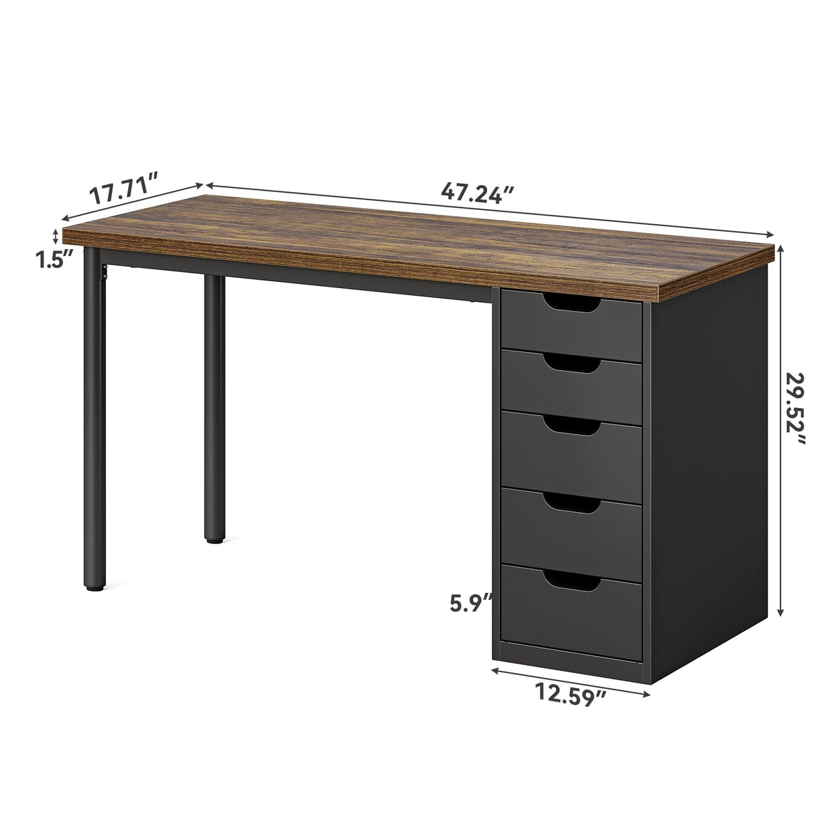 LITTLE TREE 47-Inch Five-Drawer Student Desk