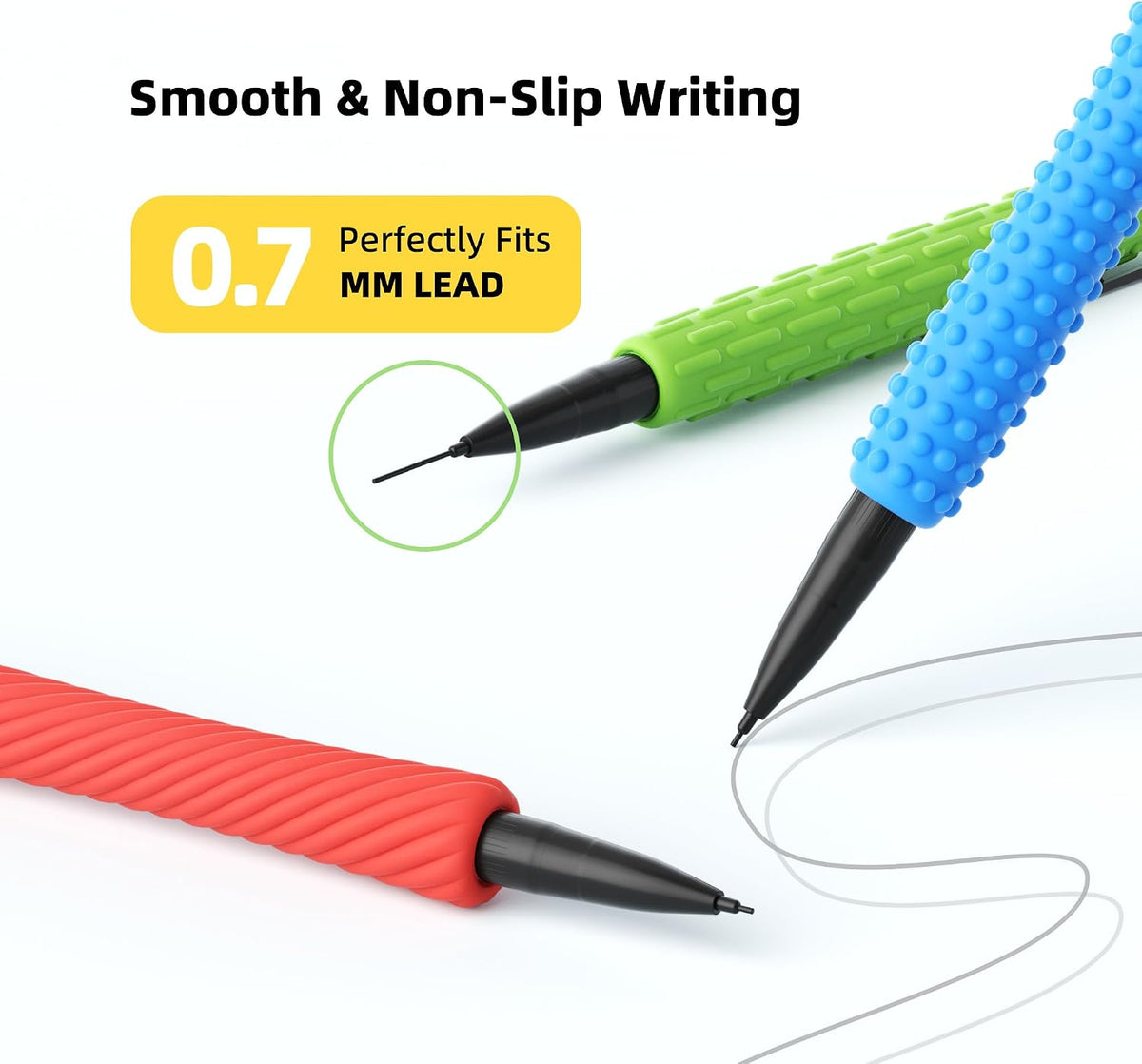 ELETIUO 4-in-1 Silent Fidget Pencil – Sensory Focus Tool for Stress Relief, ADHD, Autism & Anxiety. Fine Motor Skills Aid with Textured Silicone Sleeve for for Kids and Adults