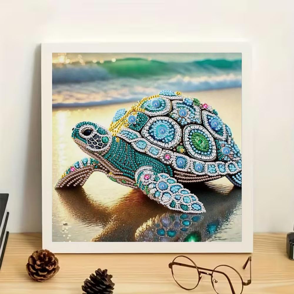 ZQEATRY Sea Turtle Animal Special Shape Diamond Art Kits for Adults,5D Diamond Painting Kits for Beginner,DIY Diamond Crystal Rhinestones Painting Kits for Home Wall Decor Gift 11.8 X 11.8inch