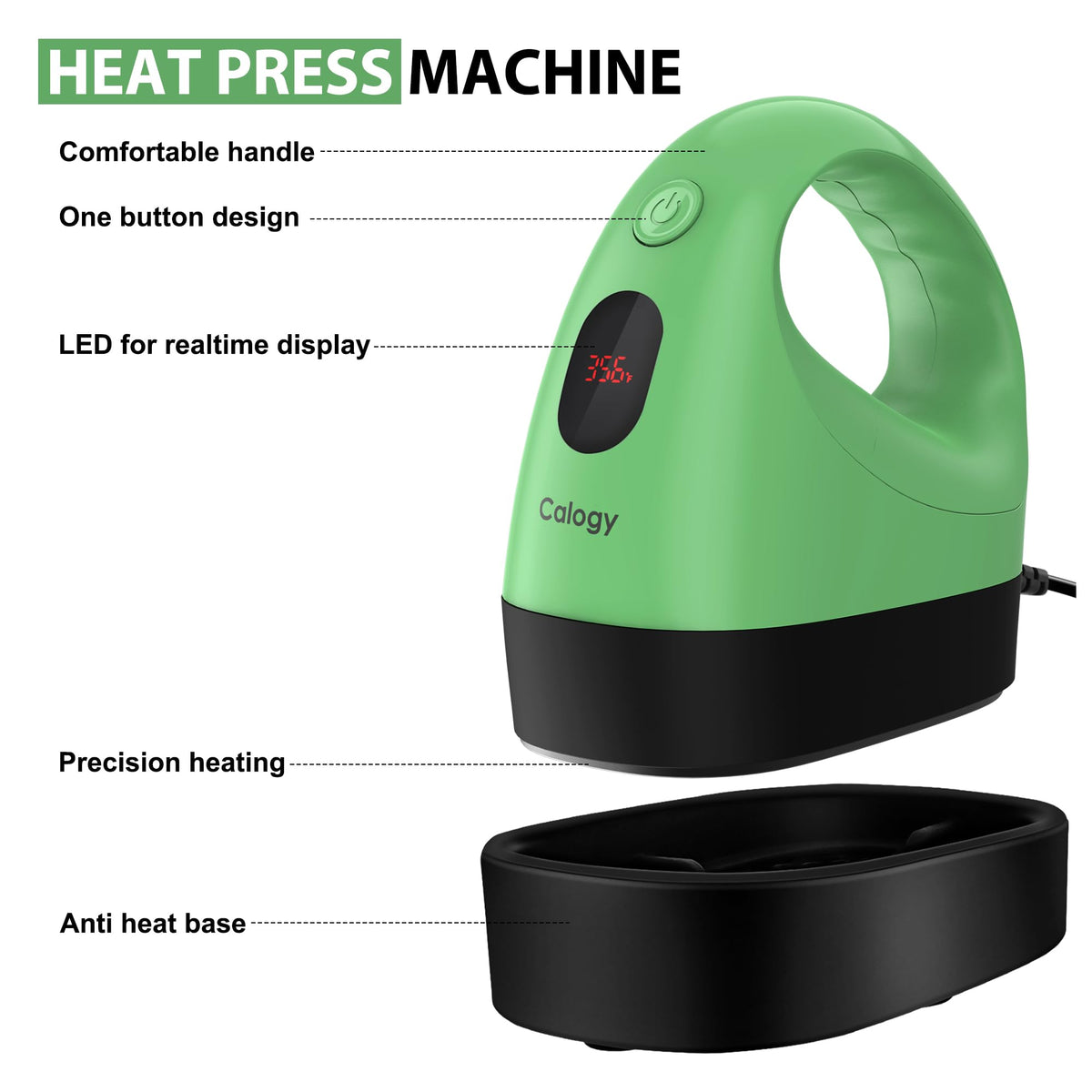 Calogy Mini Heat Press, Heat Transfer Machine, Constant Temp Control, Insulated Safety Base, Fits for Crafts, T-Shirt, Hat, Cap, Pillows(White Pink)