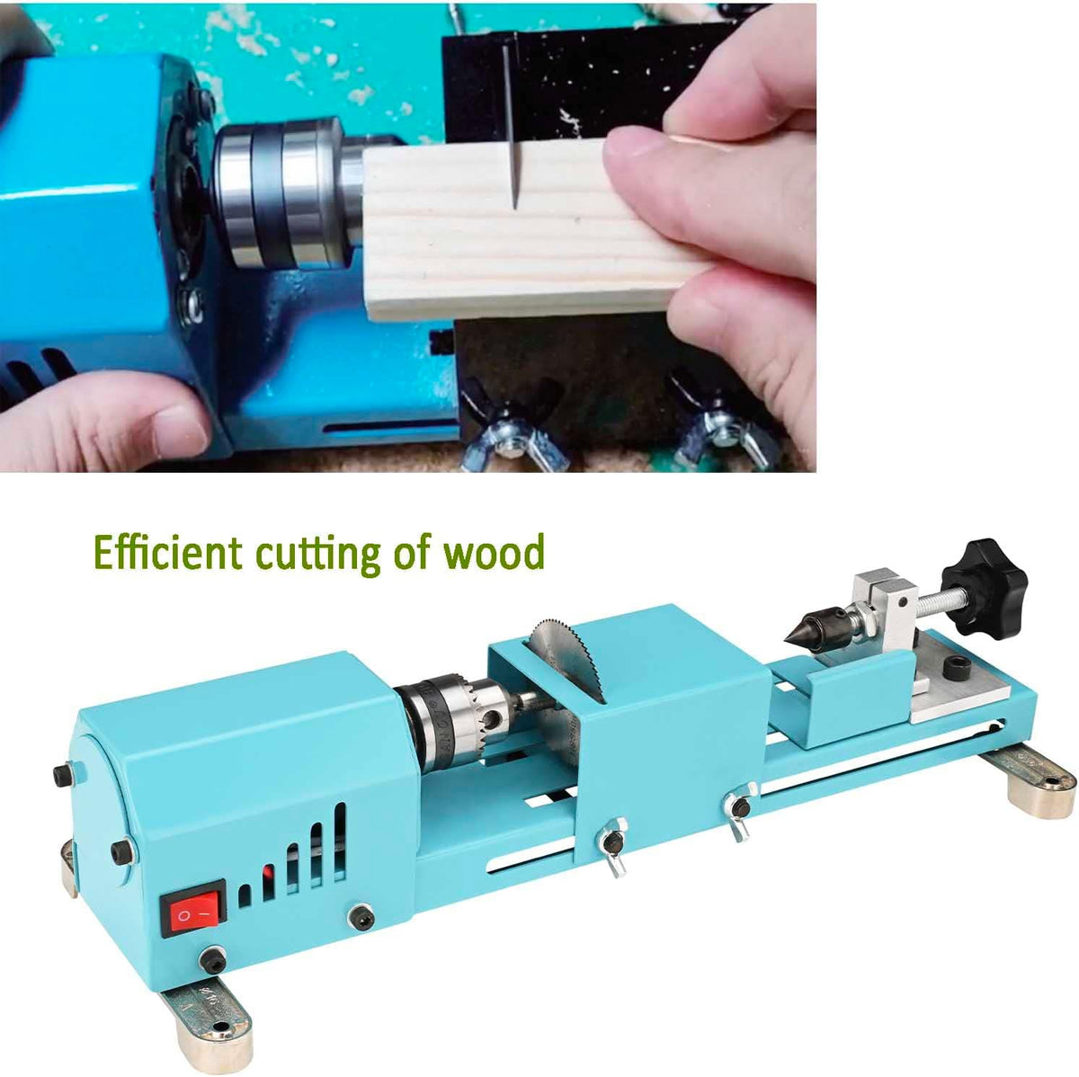 Mini Lathe Wood Lathe Machine Multi-Purpose Type Lathe Milling Cutting Grinding Polishing Professional Table Top Lathe Tool Kit