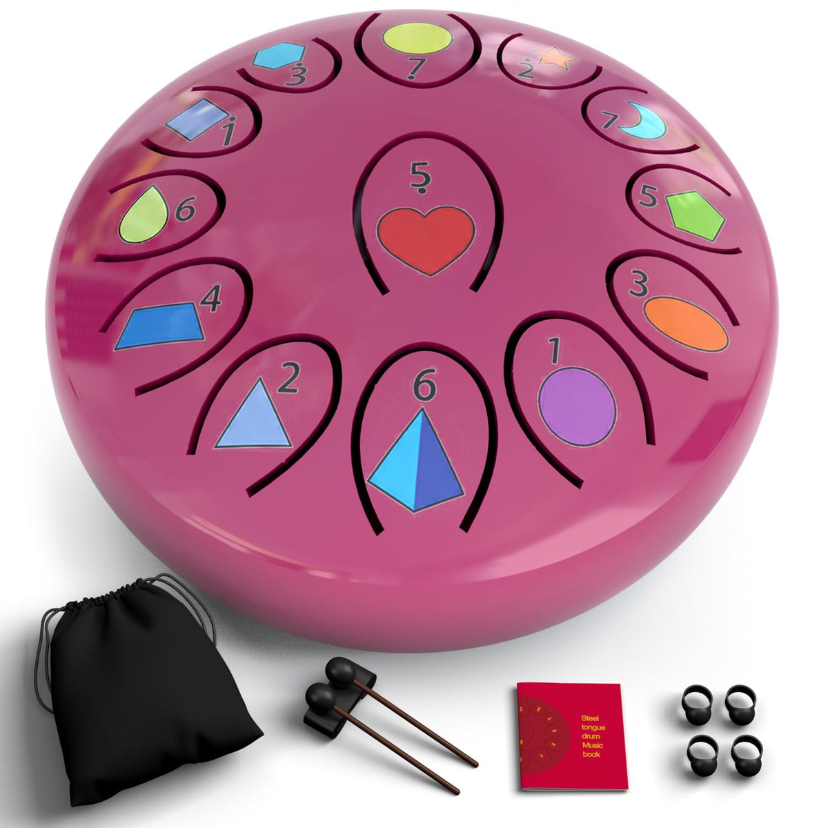 Ironkoi 6.8" Steel Tongue Drum — 13-Note Rain Drum with UV Printed Notes