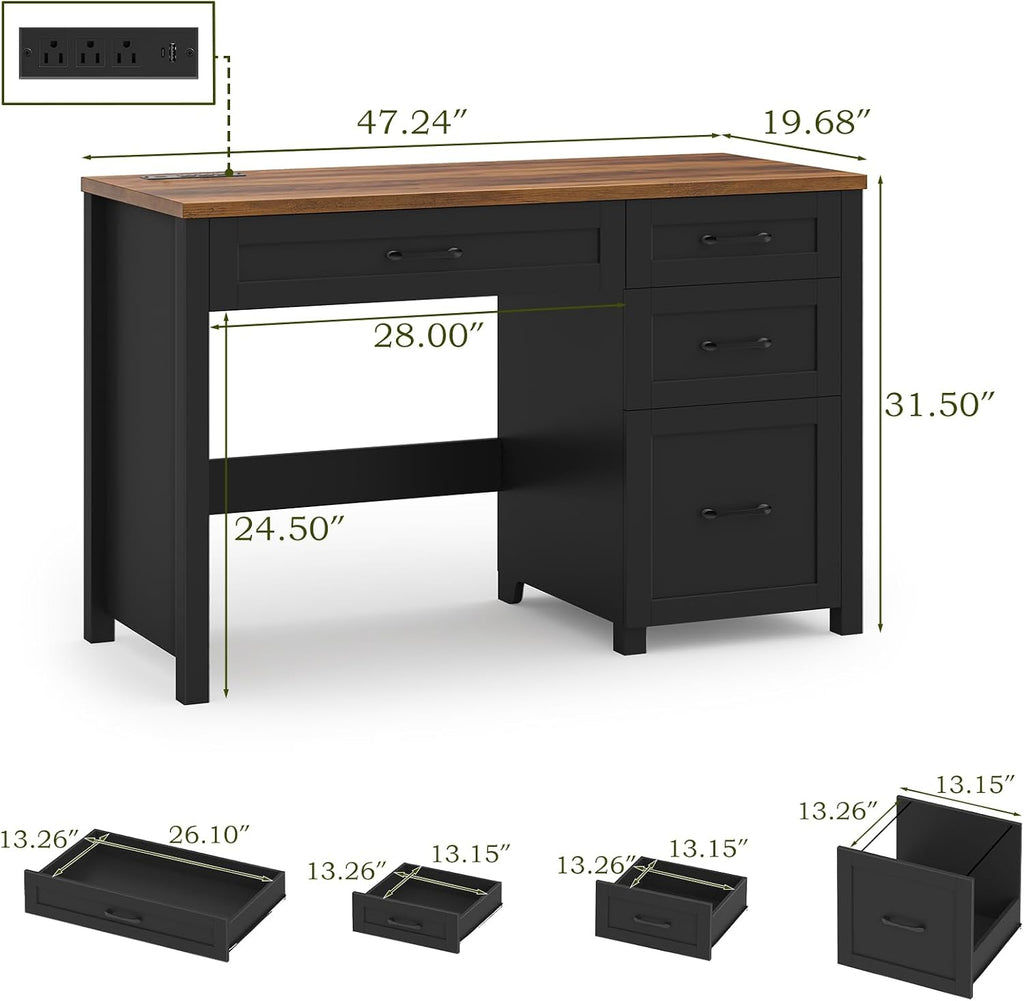 Vabches 47-Inch Student Desk with Drawers