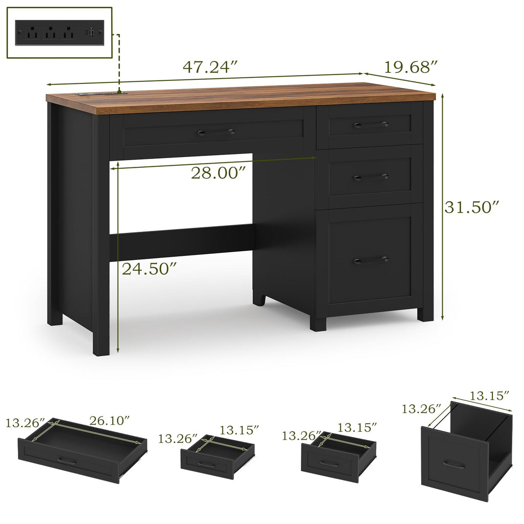 Vabches 47-Inch Student Desk with Drawers