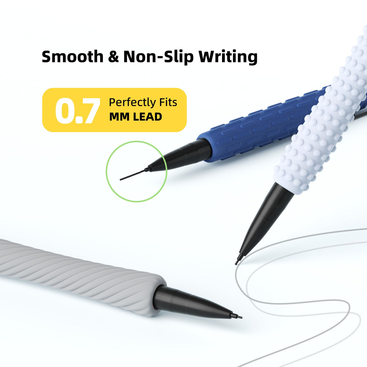 ELETIUO 4-in-1 Silent Fidget Pencil – Sensory Focus Tool for Stress Relief, ADHD, Autism & Anxiety. Fine Motor Skills Aid with Textured Silicone Sleeve for for Kids and Adults