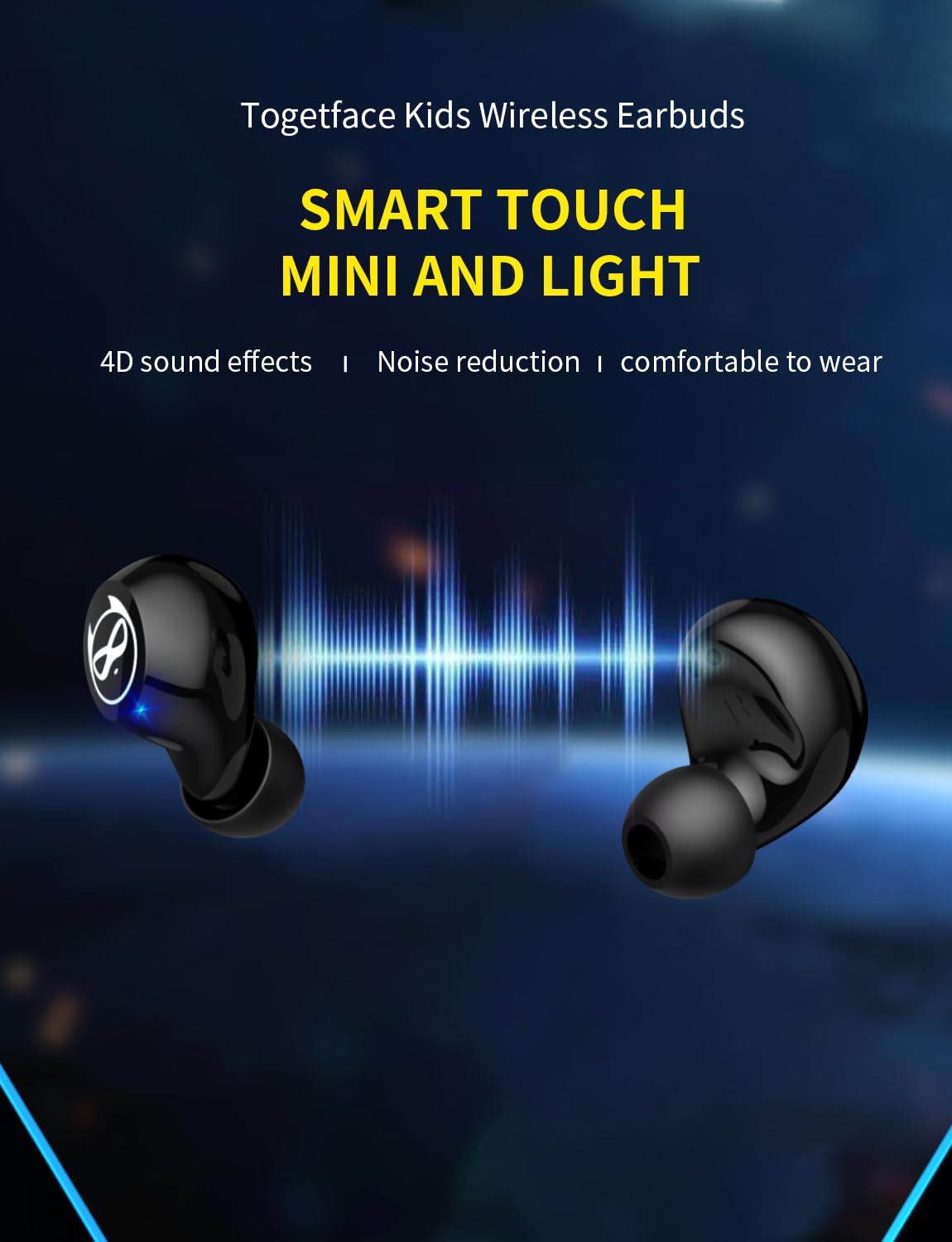 Kids Wireless Earbuds, Noise Reduction Earbuds for Kids Bluetooth 5.0 Waterproof in-Ear Headphones with Mic and Charging Case, Deep Bass Touch Control 36H Playtime Headset for School.