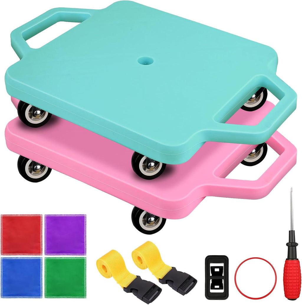 SUNYIWJIE Sitting Scooter Board Set (2-Pack) - Gym & Outdoor PE Equipment for Kids