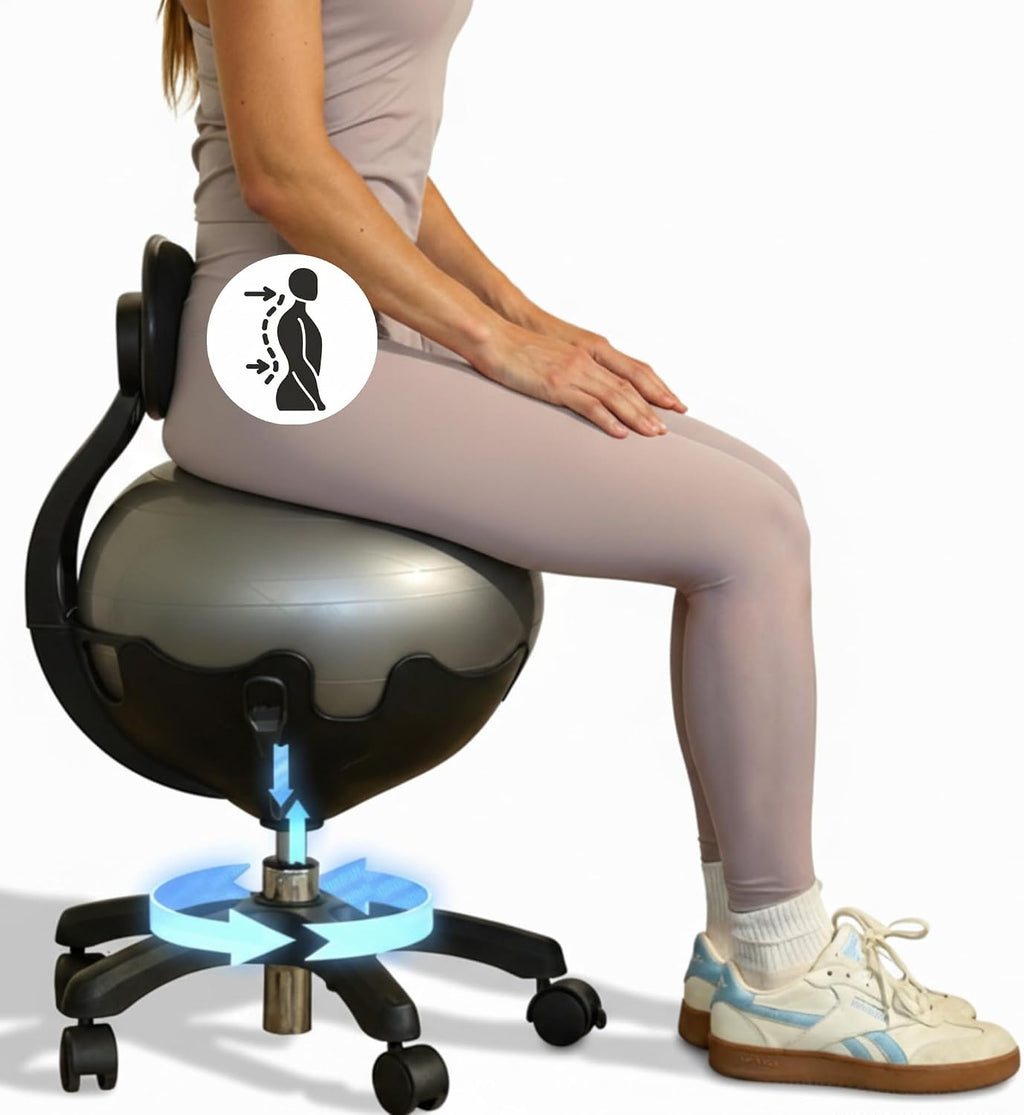 Aeromat Elite Yoga Ball Chair Active Sitting & Adjustable Height 250lbs Cap