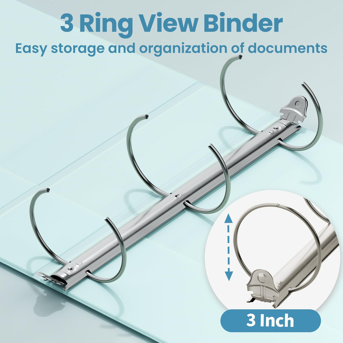 SUNEE 3 Ring Binder 1 Inch 4 Pack, Clear View 1" Binders Three Ring PVC-Free (Fit 8.5x11 Inches) for School or Office Supplies, Assorted Pastel