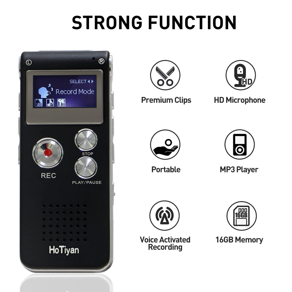 Digital Voice Recorders 8GB Audio Recorder Voice Activated Recorder for Lectures, Meetings, Interviews Recording Device with Microphone USB Cable, MP3 Player (8GB