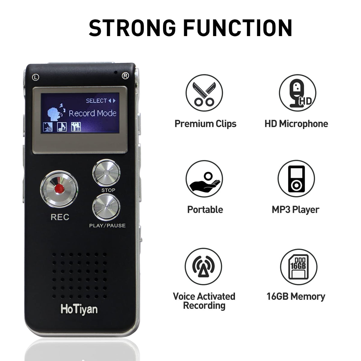 Digital Voice Recorders 8GB Audio Recorder Voice Activated Recorder for Lectures, Meetings, Interviews Recording Device with Microphone USB Cable, MP3 Player (8GB