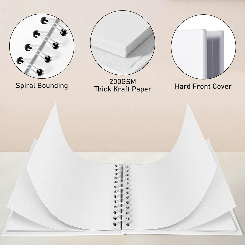 Gotideal 80 Pages Scrapbook Album with 10 Metallic Markers, Black