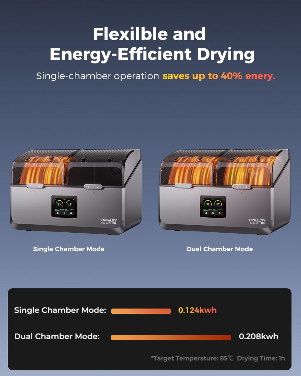 2026 New Creality Space PI Filament Dryer-Christmas Gifts, 3D Printer Filament Dryer Box with 360° Heating, Upgraded Filament Dehydrator Storage Box Support Nylon ABS PETG PLA TPU 1.75/2.85mm