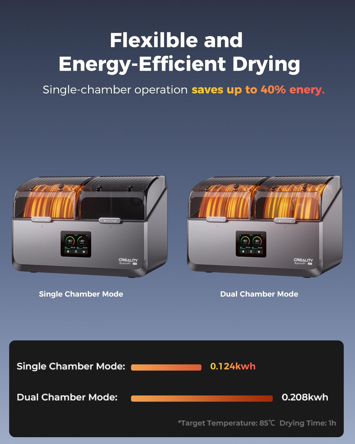 2026 New Creality Space PI Filament Dryer-Christmas Gifts, 3D Printer Filament Dryer Box with 360° Heating, Upgraded Filament Dehydrator Storage Box Support Nylon ABS PETG PLA TPU 1.75/2.85mm