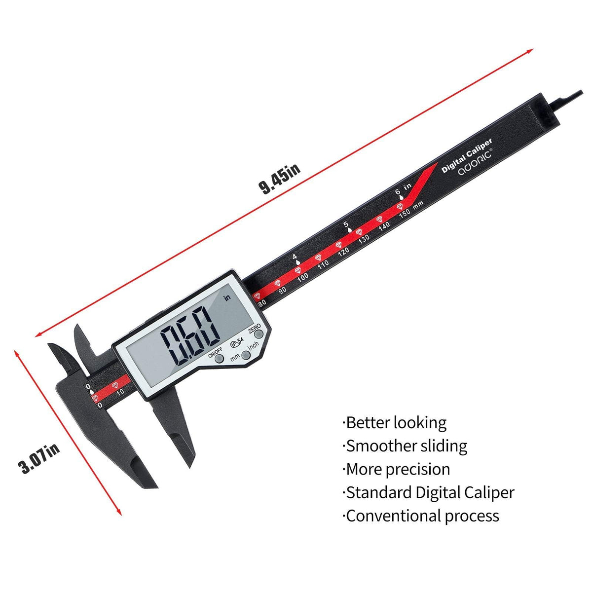 Digital Caliper, Adoric Calipers 0-6 Inch, Inch/mm Conversion, Large LCD