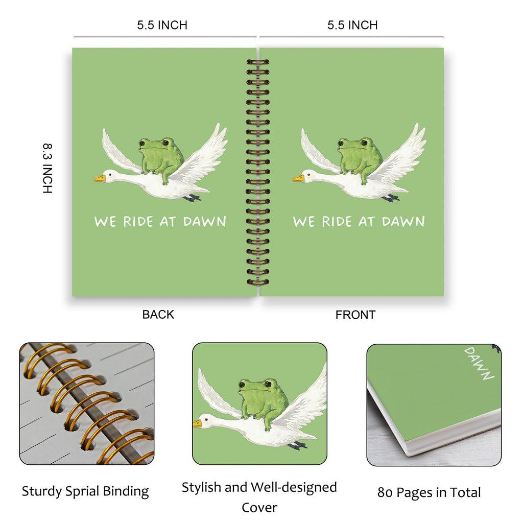 Frog Notebook, Frog Office Supplies, Cute Spiral Journal for Teens