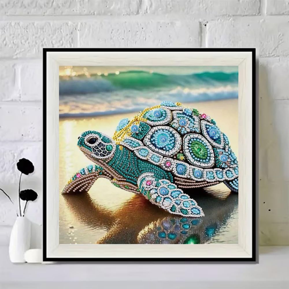 ZQEATRY Sea Turtle Animal Special Shape Diamond Art Kits for Adults,5D Diamond Painting Kits for Beginner,DIY Diamond Crystal Rhinestones Painting Kits for Home Wall Decor Gift 11.8 X 11.8inch