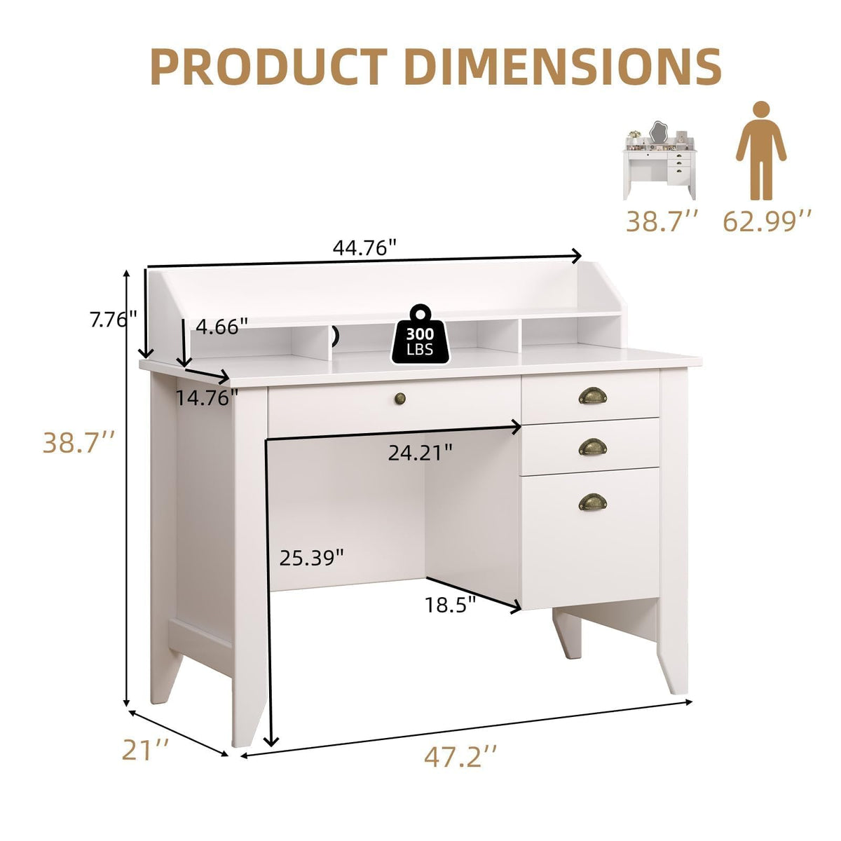 4 EVER WINNER 47-Inch Student Desk with Drawers