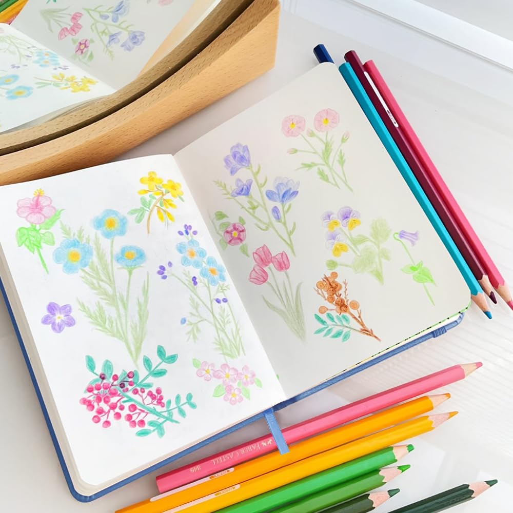 E-WEICHEN Hardcover Art Sketchbook – 100 Pages, 80 GSM Acid-Free Paper | PU Leather & Cloth Cover Options