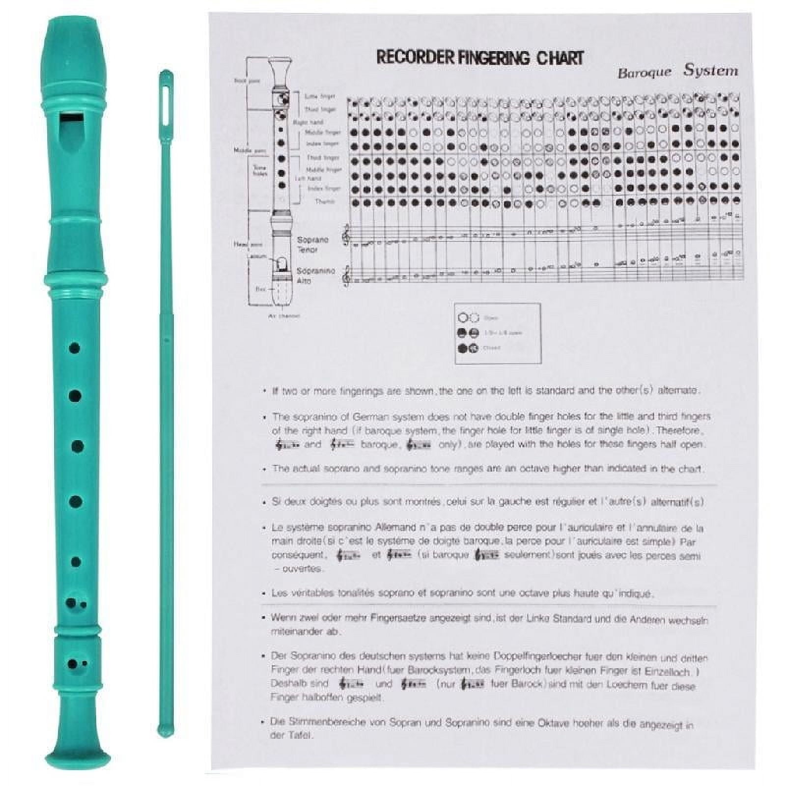 SIEYIO Treble Flute 8 Hole Soprano Recorder Clarinet with Cleaning Rod