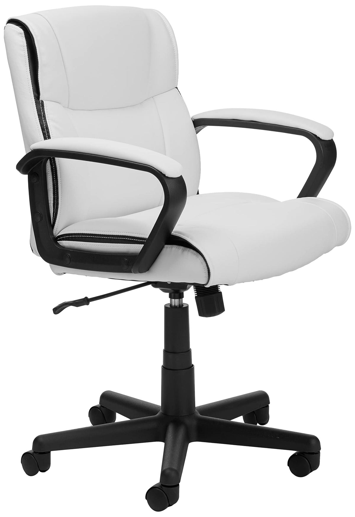 Amazon Basics Mid-Back Faux Leather Study Chair with Padded Arms