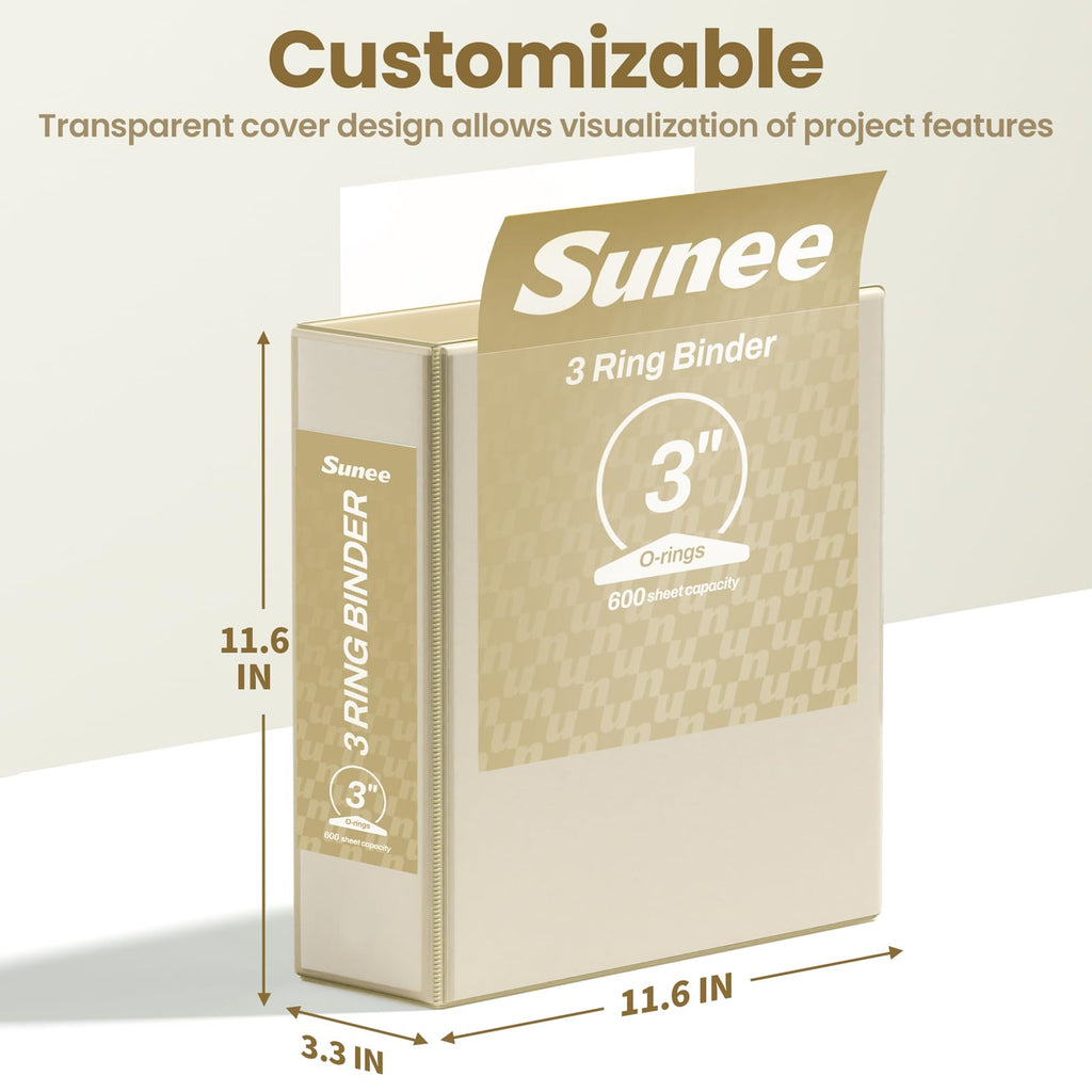 SUNEE 3 Ring Binder 1 Inch 4 Pack, Clear View 1" Binders Three Ring PVC-Free (Fit 8.5x11 Inches) for School or Office Supplies, Assorted Pastel