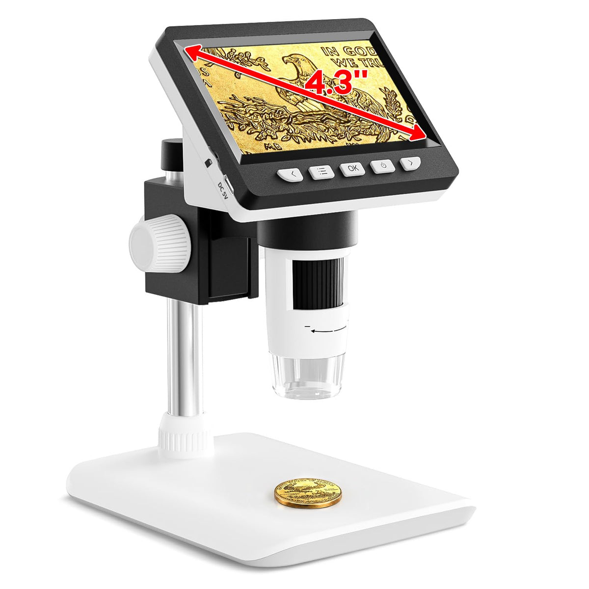 4.3" Digital Microscope for Adults, SKYEAR Coin Microscope 1000X Magnification with 8 Ajustable LED Fill Lights, USB Microscope for Windows/MacOS, Coin Collection Supplies-Black