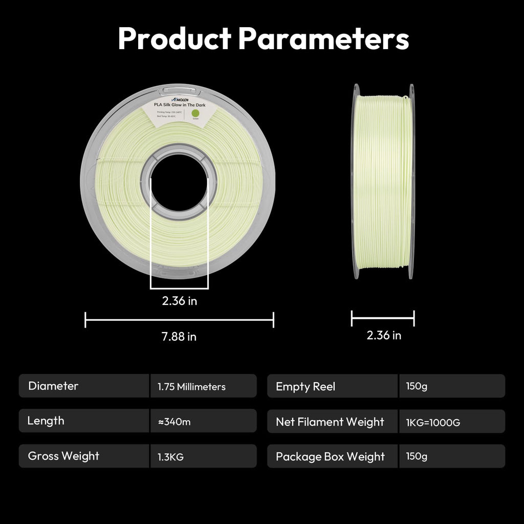 AMOLEN 3D PLA Printer Filament, 1.75mm Glow in The Dark Shiny Firefly Blue PLA Filament for 3D Printing, Best with UV Lamps, 1kg Spool (2.2lbs), Dimensional Accuracy +/- 0.02 mm, Fit Most 3D Printers