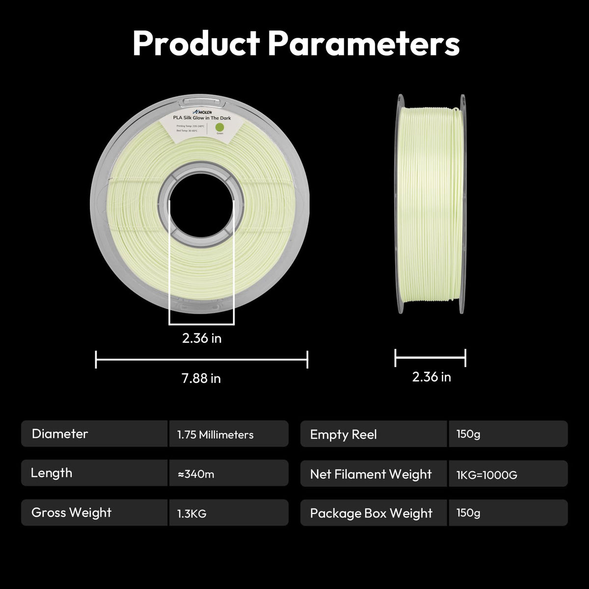 AMOLEN 3D PLA Printer Filament, 1.75mm Glow in The Dark Shiny Firefly Blue PLA Filament for 3D Printing, Best with UV Lamps, 1kg Spool (2.2lbs), Dimensional Accuracy +/- 0.02 mm, Fit Most 3D Printers