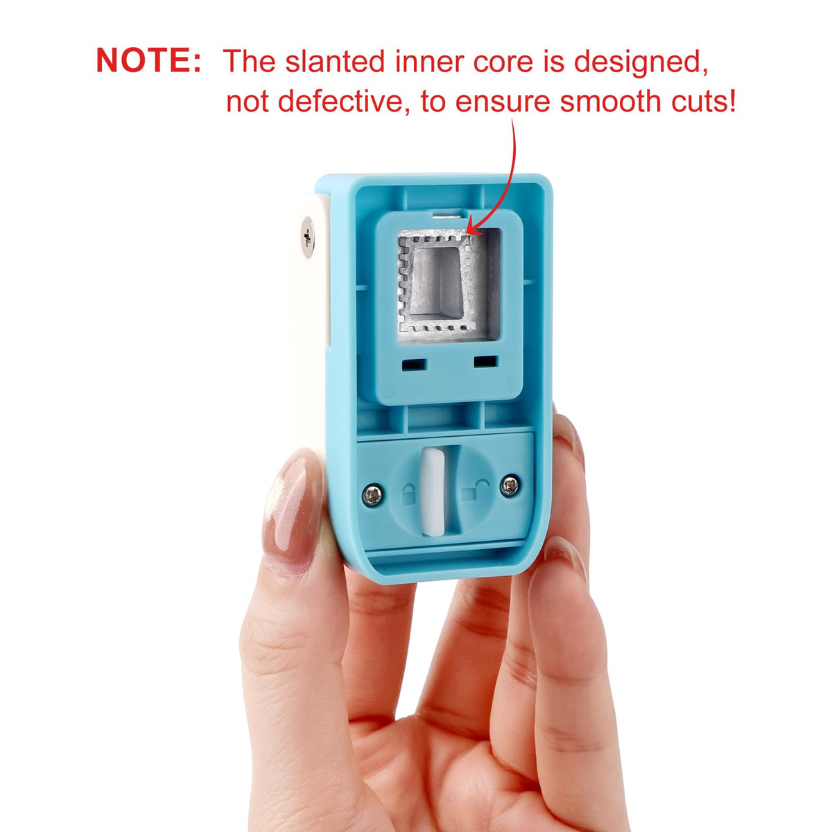 Stamp Puncher 1inch Square Postage Stamp Punch |Stamp Hole Puncher| Scalloped Rectangle Lever Action Paper Punches for Crafting Scrapbooking DIY Card Making Arts Crafts Supplies