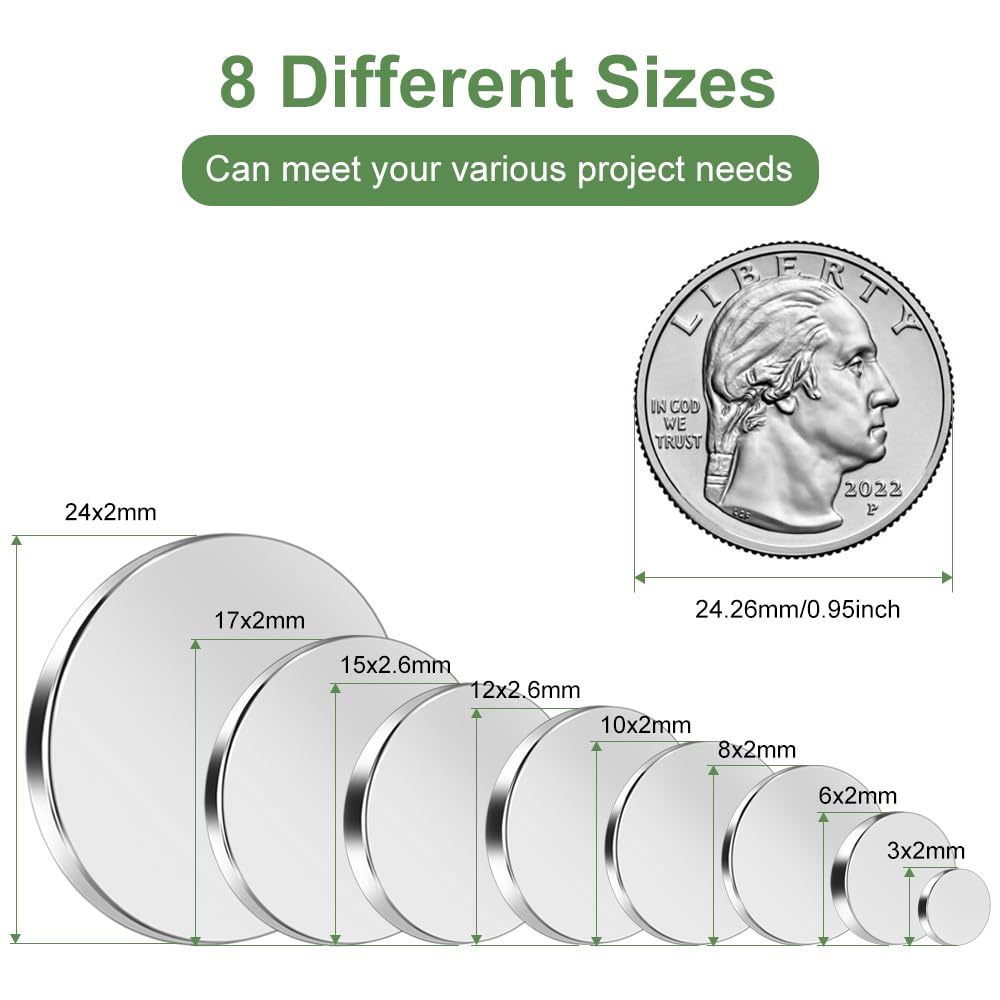 RHINOCATS 400Pcs Small Magnets, 4 Different Sizes Tiny Mini Magents, Multi-Use for Fridge, DIY, Office, Hobbies, Crafts and Science