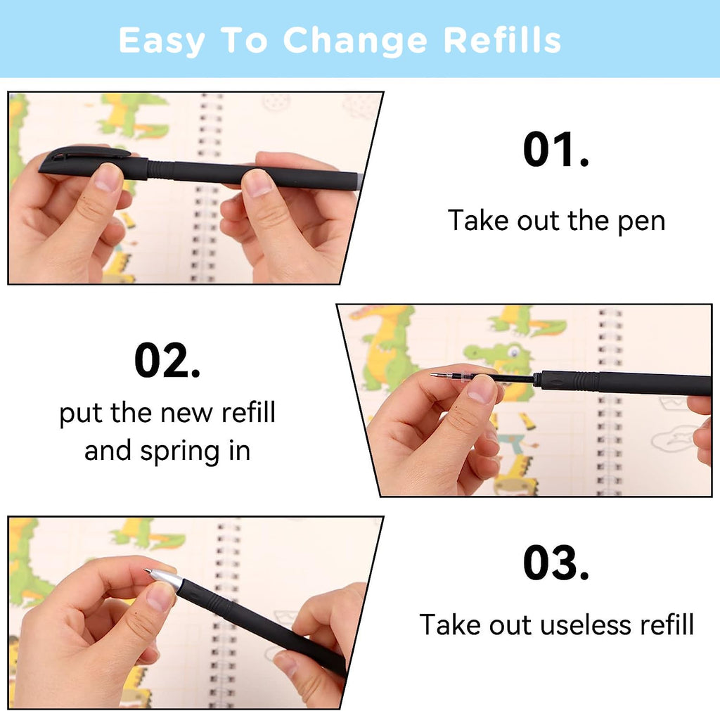AALGO 30Pcs Magic Pens & Refills for Magic Grooved Writing Practice Workbooks,Disappearing Ink Pen for Handwriting Book,Magic Groove Pen for Cursive Handwriting Workbook or Tracing Books 3-5