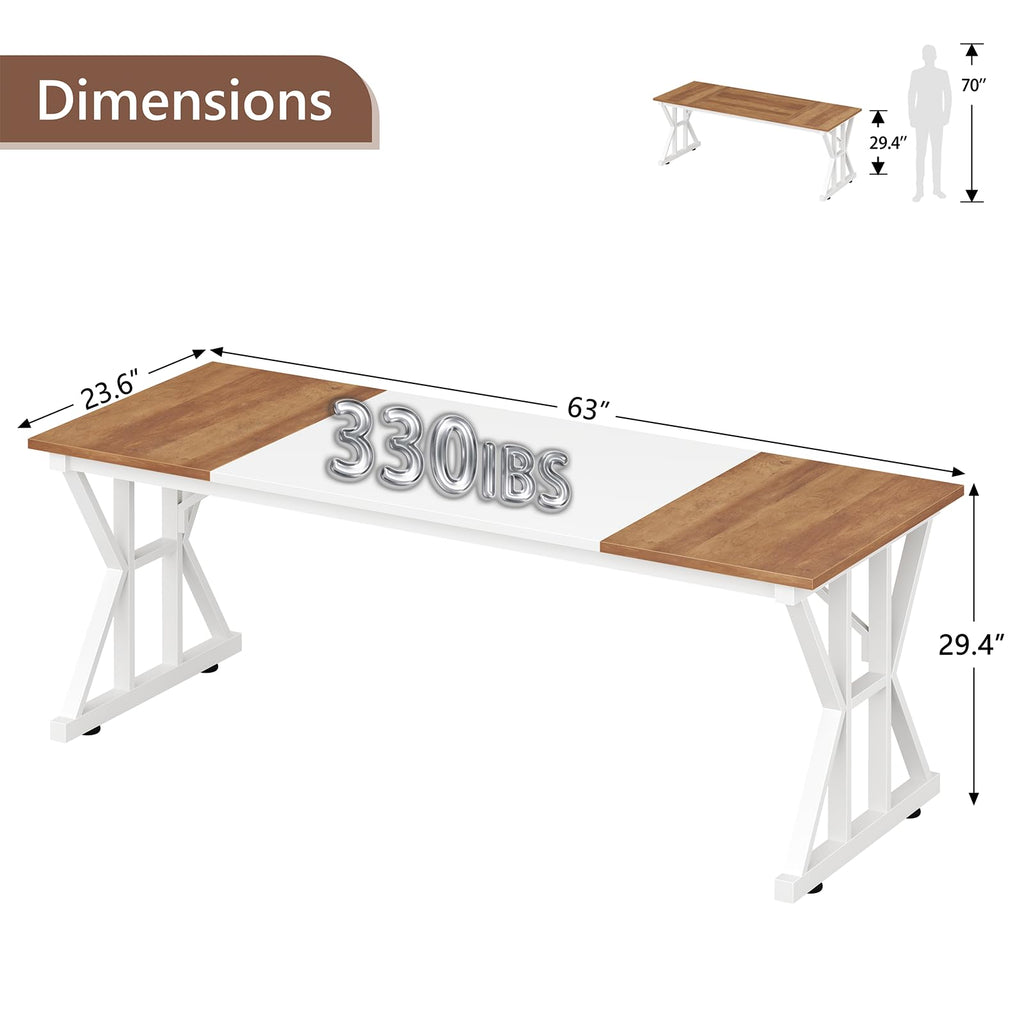 63" Large Computer Desk with Thickened Frame for Home Office, Living Room