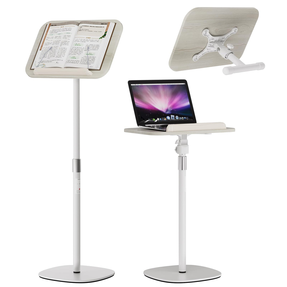 2-in-1 Floor & Desktop Book Stand with Thickened 9 lb Metal Base